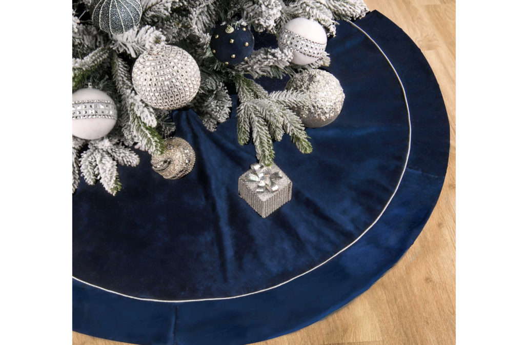 blue christmas tree, 48-Inch Velvet Tree Skirt